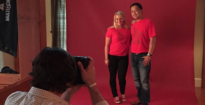 Models smile for the camera at The Red Shirt 8 photoshoot.