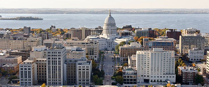 Aerial photo of Madison, WI.