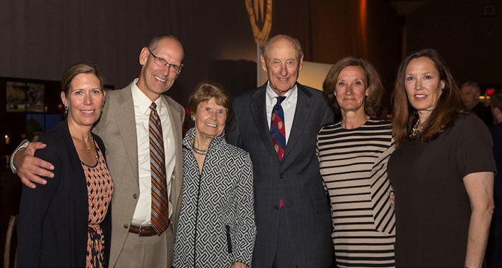 The Nicholas family (from left): Lori, David, Nancy, Ab, Susan, and Lynn. Ab and Nancy's gift is a match, meant to inspire other donors. Among the first to take advantage of it were their children, who created a need-based scholarship.