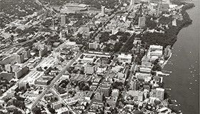 Throwback campus aerial photo from the UW Archives.