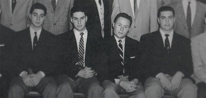 Bud Selig (center left) and Herb Kohl (center right) were childhood friends and fraternity brothers before they became owners of major Wisconsin sports franchises. In 2014, WAA honored both with Distinguished Alumni Awards.