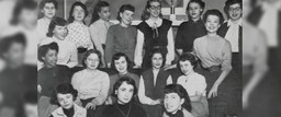 A group photo of the 1954 residents of Groves Housing Cooperative.