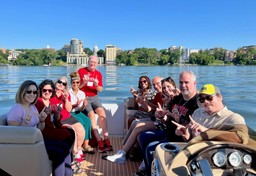 Badger Leaders from around the world enjoy a Bucky Boat ride on Lake Mendota in Madison during the Badger Leaders Conference, on June 23, 2022. 