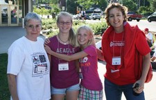 Three generations: Bonnie Downs (left) with granddaughters Kira and Cassidy and Lynn Ihlenfeldt '80
