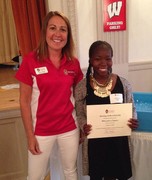The WAA: Milwaukee Chapter awarded $22,000 in scholarships to incoming UW students, including Chariesse Ellis x’18 (seen here with chapter scholarship chair Erin Kraak BBA’98.), at their Badger Student Send-off Celebration in August.