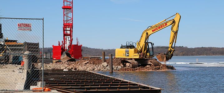 Construction happening on Lake Mendota.