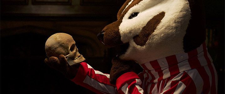 Bucky holding skull.