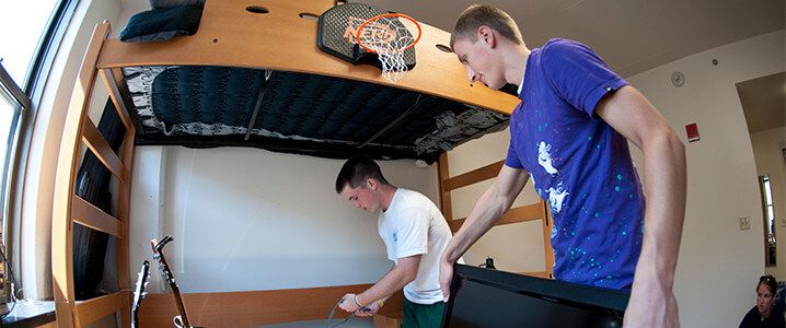 Students moving into the dorms.