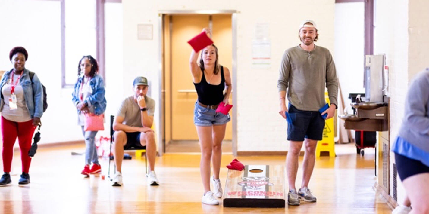 People playing yard games