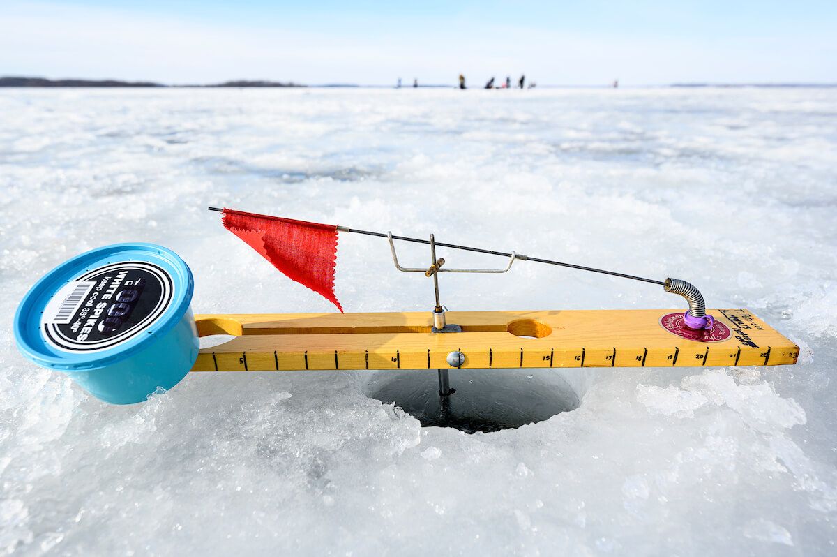 Ice fishing set-up on Lake Mendota