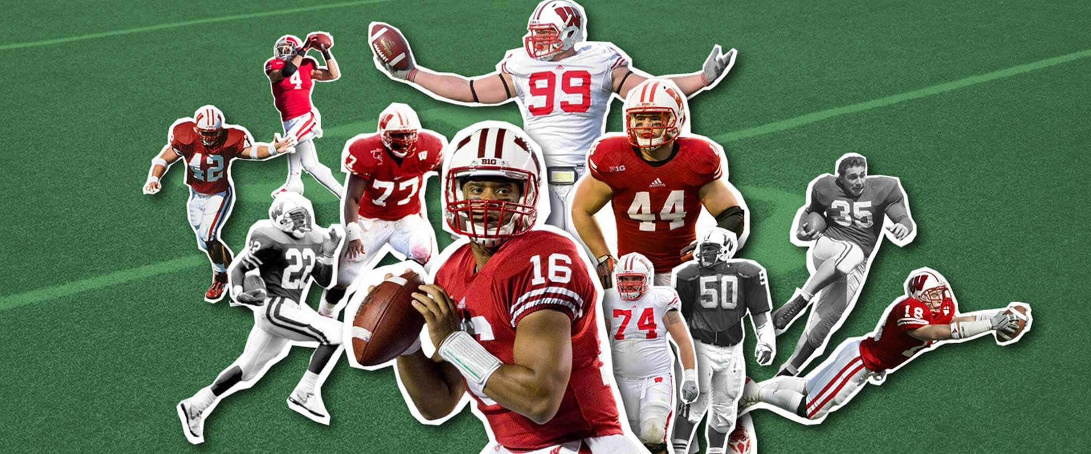 Collage of Badger football players