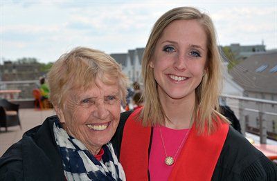 Jane Hohman ’14 and her grandmother, Sylvia Sachtjen Payne ’56 after UW-Madison Commencement, May 17, 2014.