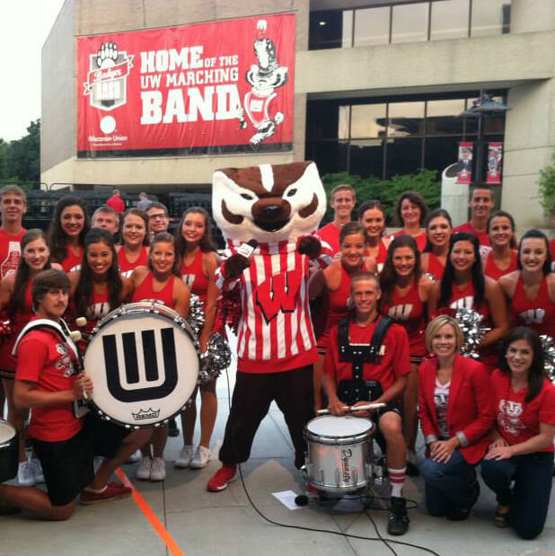 Taylor Schuster as Bucky with the UW Marching Band