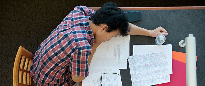 Student sleeping at Ebling library.