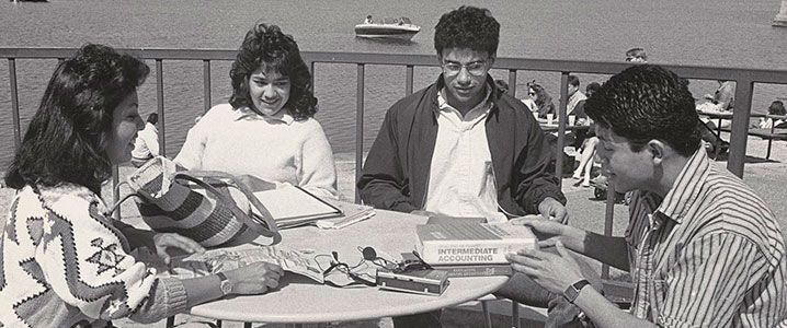 Students studying at the Terrace.