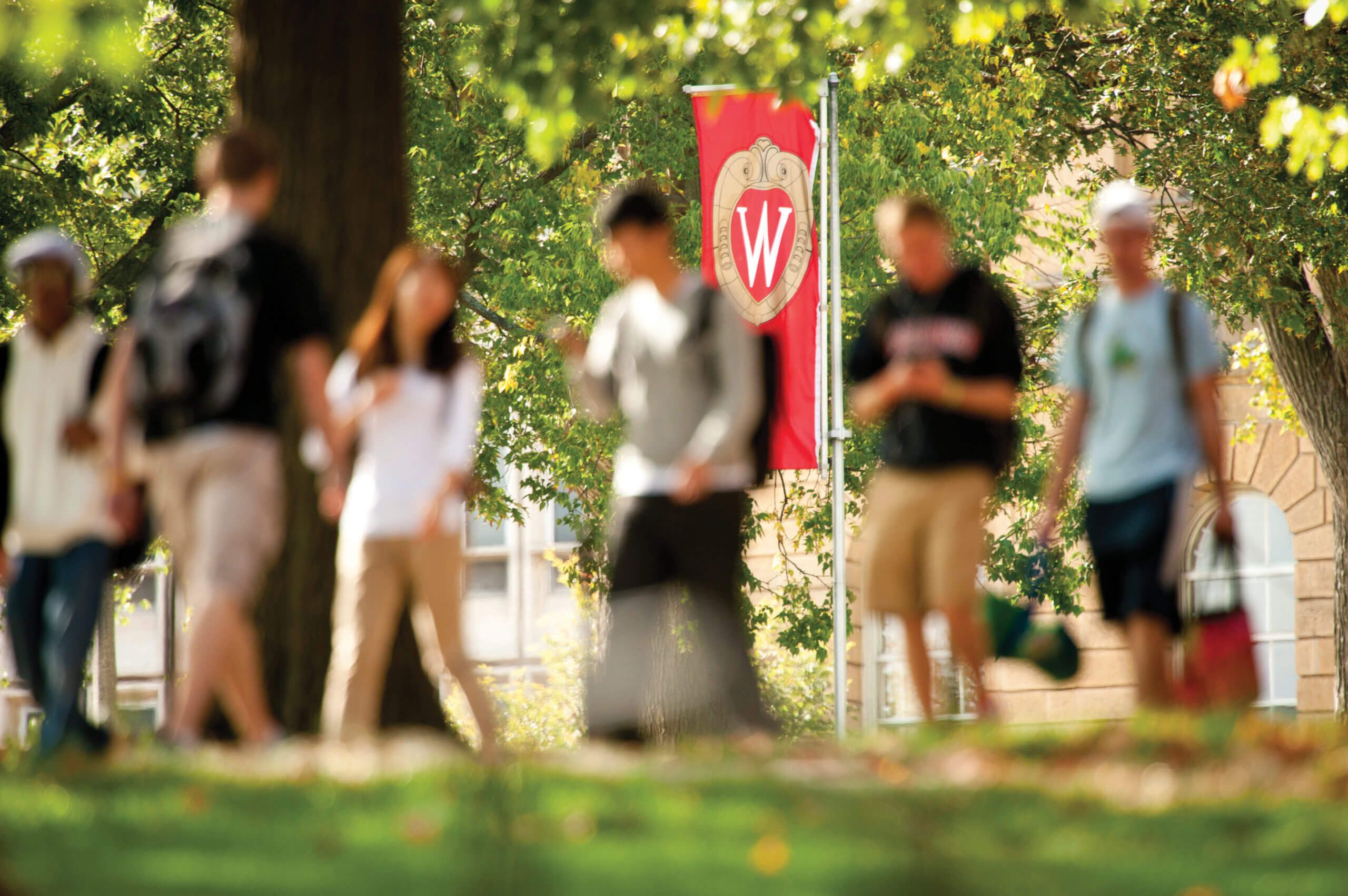 UW-Madison students walking down bascom hill