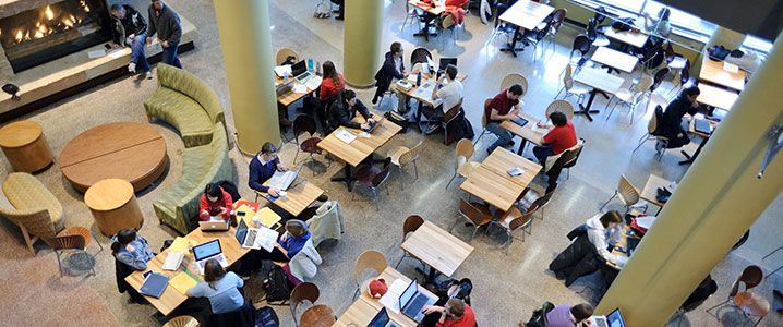 UW students studying at the Union South.