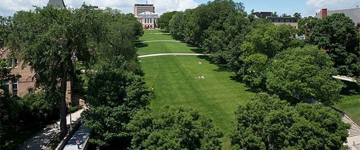 Aerial shot of Bascom Hill