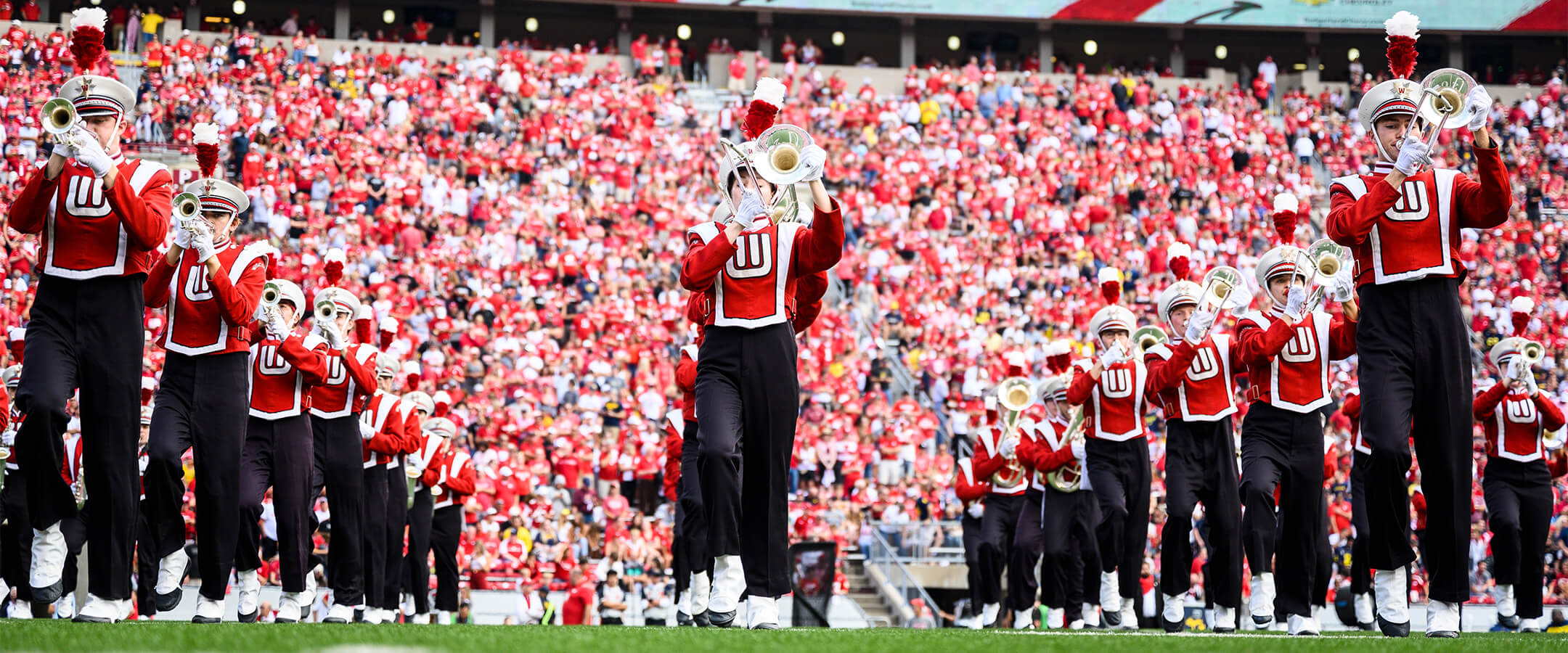 UW Marching band playing at a Badger football game