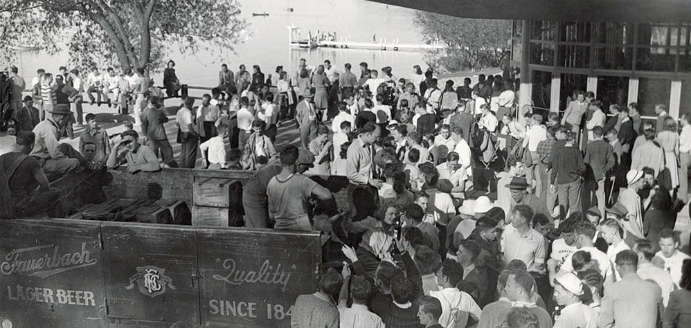 People outside Memorial Union.