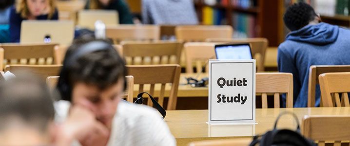 Students studying at Memorial Library