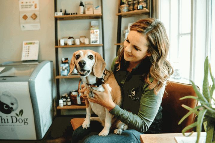 Robin Sadler with a dog