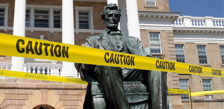 Abe Lincoln April Fools Crime Scene Image