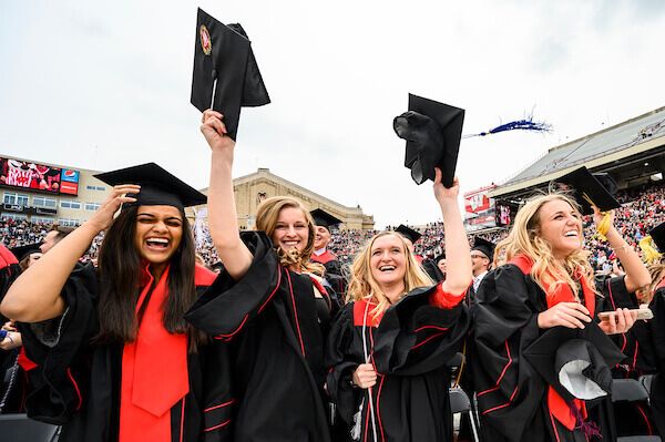UW graduates celebrate during UW-Madison's spring commencement ceremony
