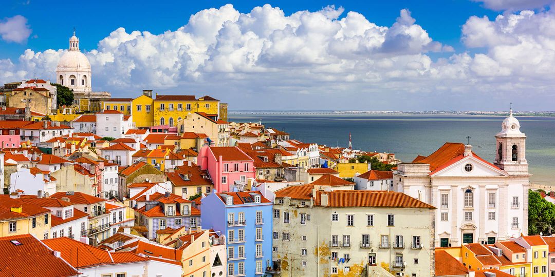 Colorful houses on a coastal town