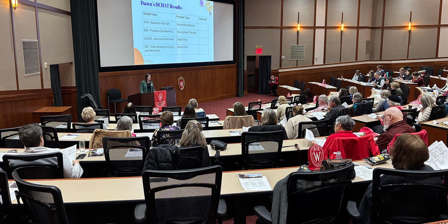 Dr. Beth Fields leads a talk about innovative approaches to aging care